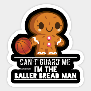 Basketball Gingerbread Man - Basketball Graphic Typographic Design - Baller Fans Sports Lovers - Holiday Gift Ideas Sticker